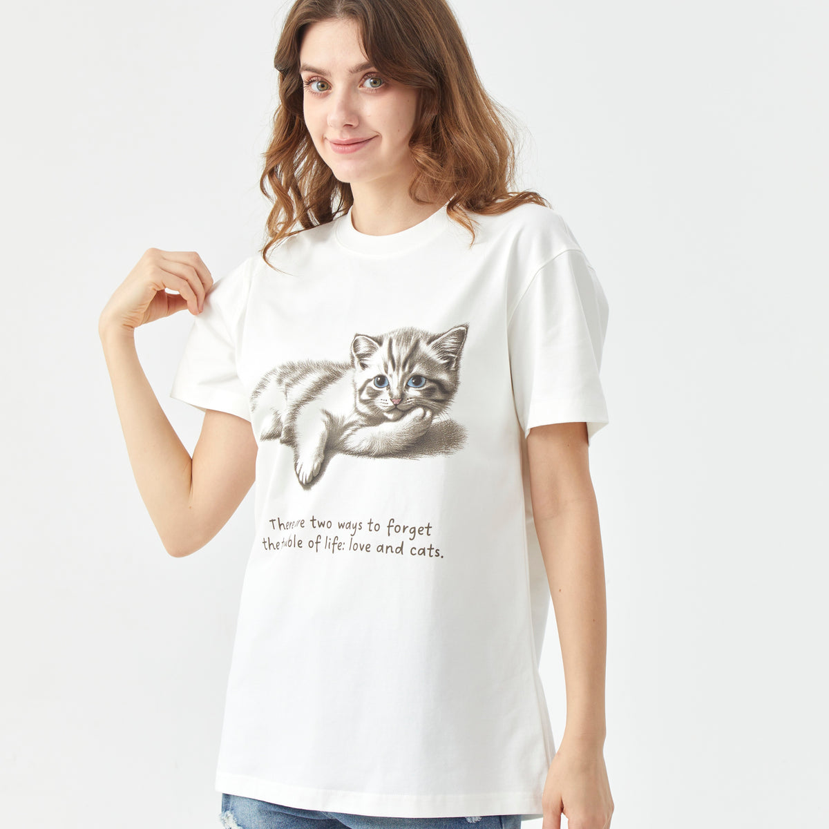 Unisex “Kitten” White Graphic Tee - MittyMau's Store