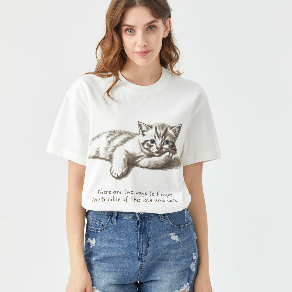 Unisex “Kitten” White Graphic Tee - MittyMau's Store