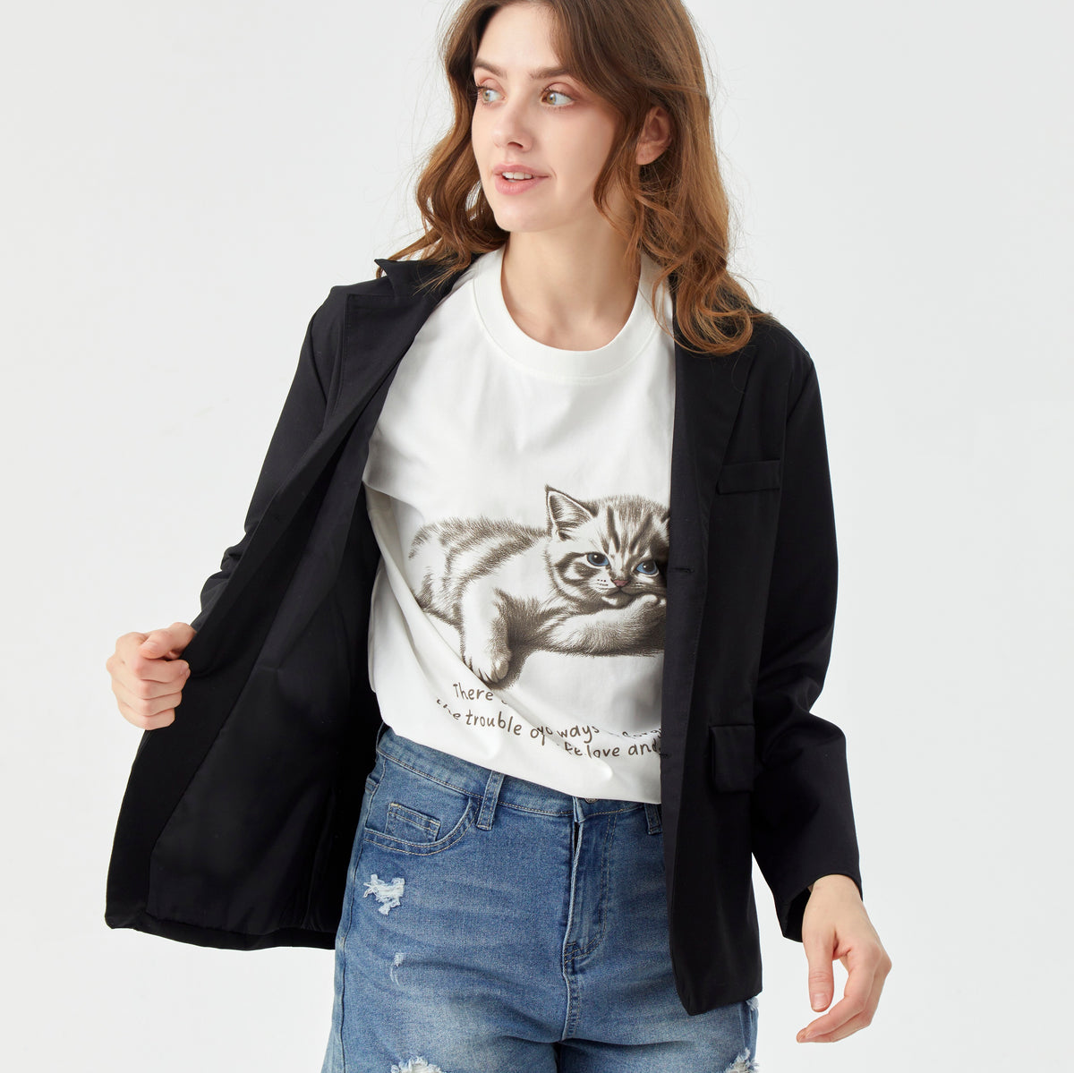 Unisex “Kitten” White Graphic Tee - MittyMau's Store