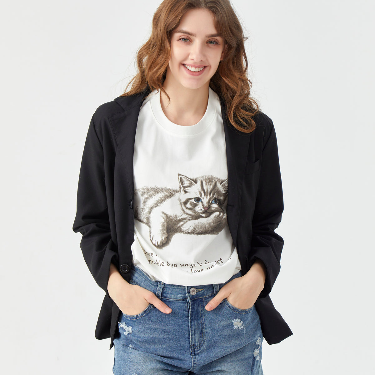 Unisex “Kitten” White Graphic Tee - MittyMau's Store