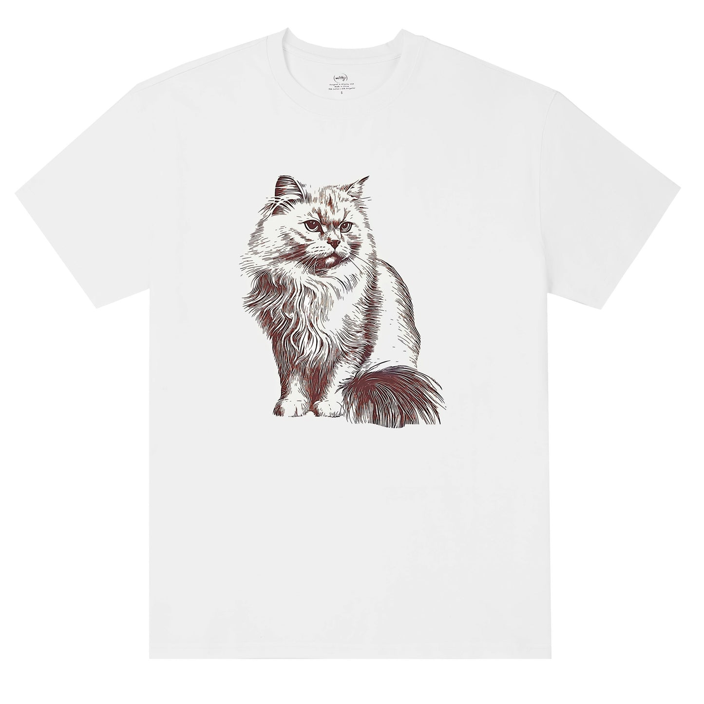 Mitty Women “Fluffy Cat” Graphic Tee Cozy meets character