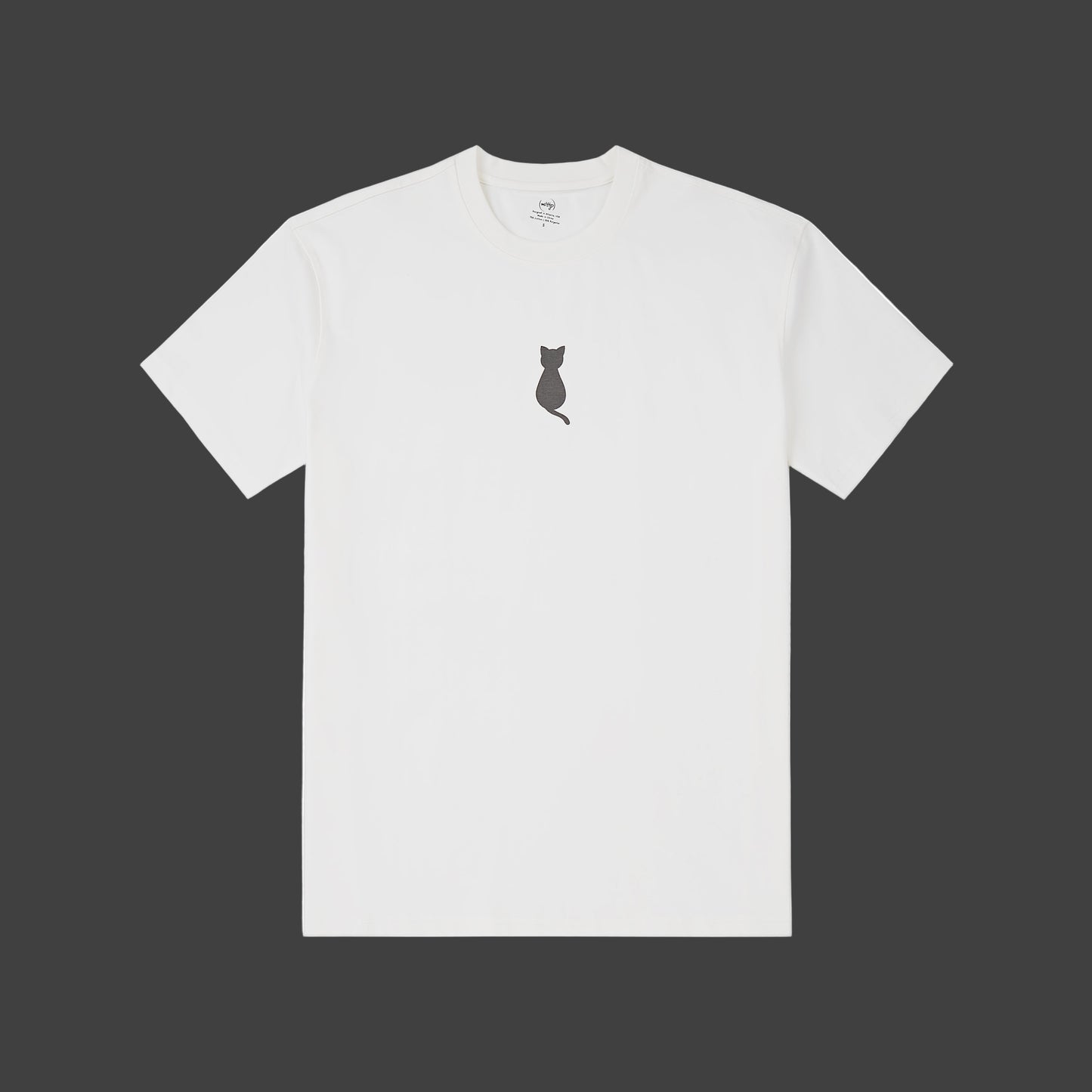 White t shirt with a small cat print