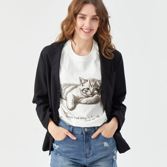 Unisex “Kitten” White Graphic Tee - MittyMau's Store