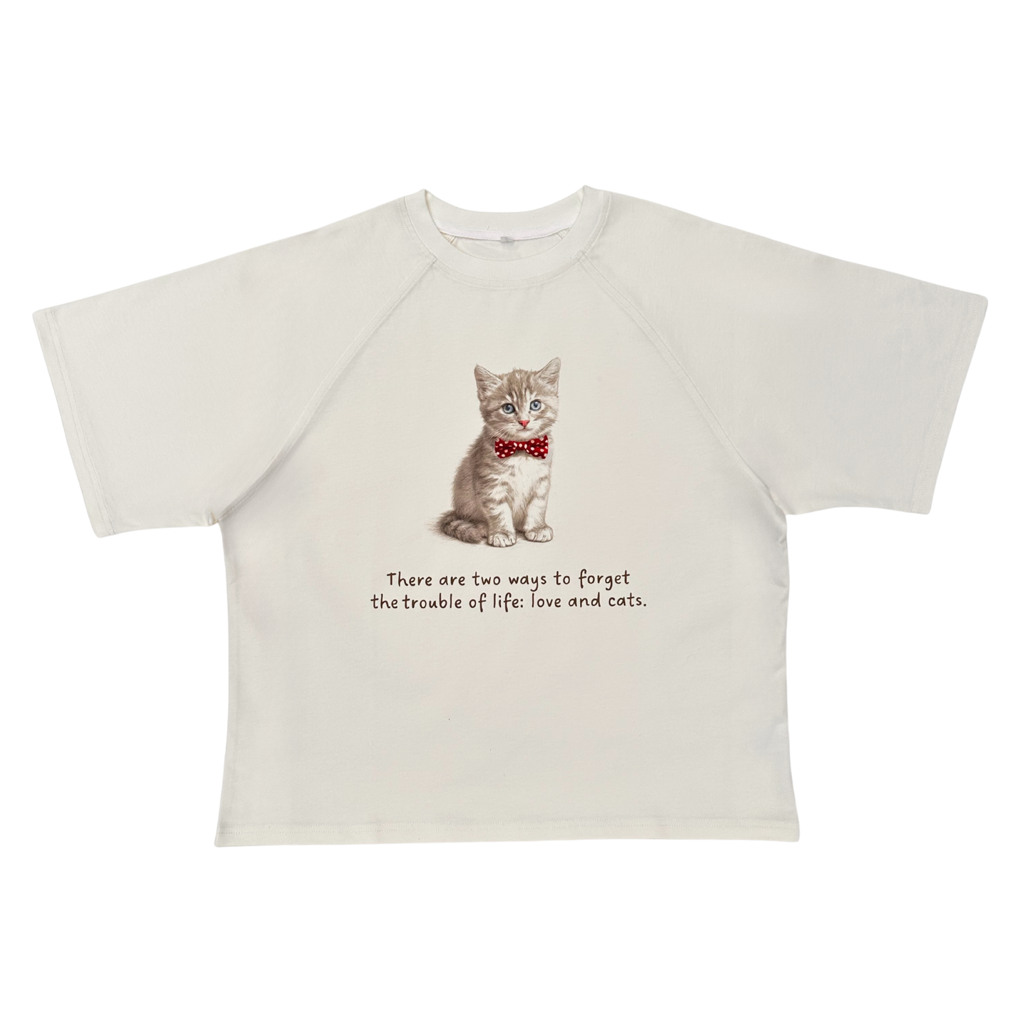Women “Bow Tie” Vanilla Cat Graphic Tee - MittyMau's Store
