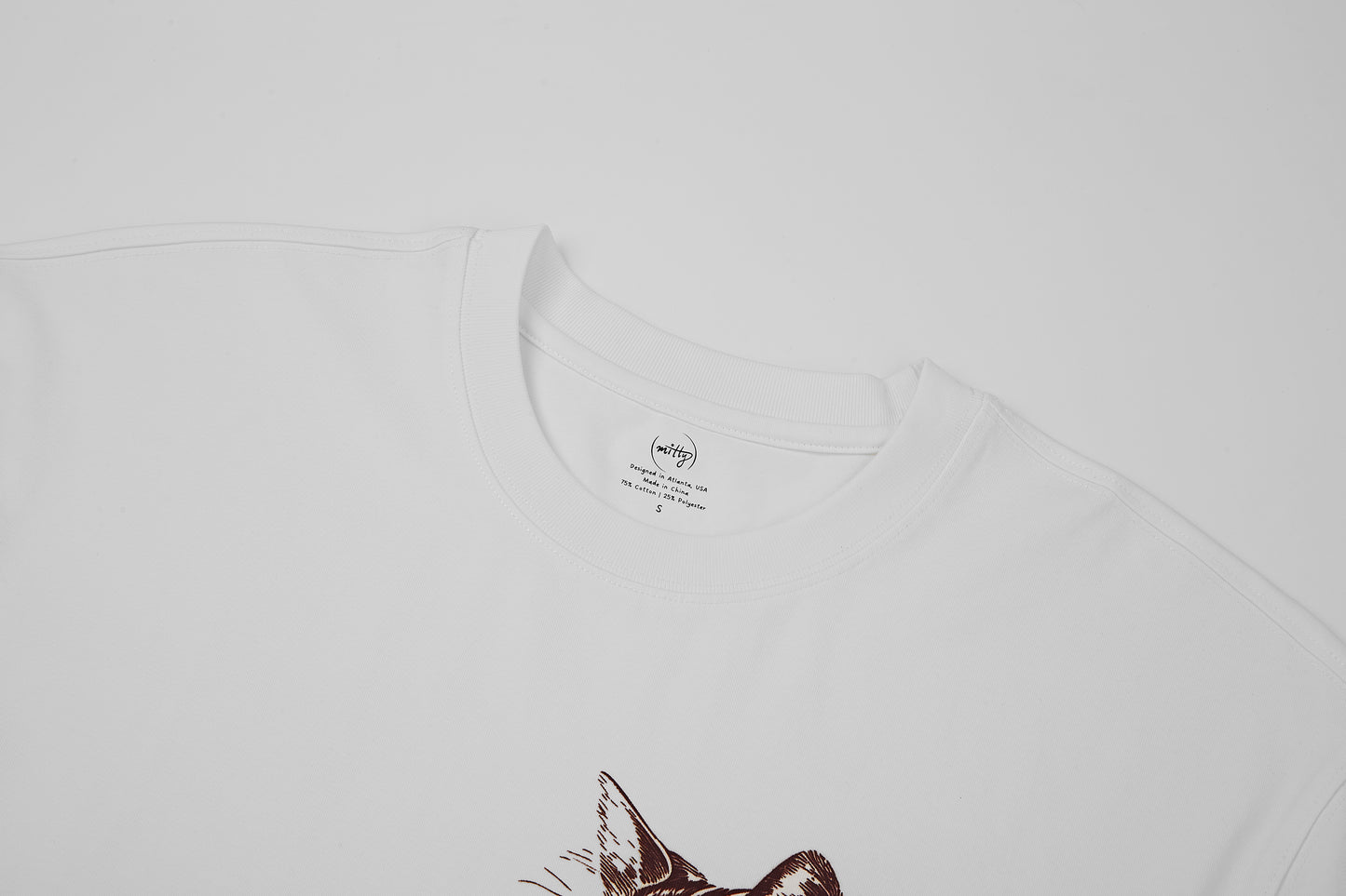 Mitty Women “Tabby Cat” Graphic Tee Express calm confidence