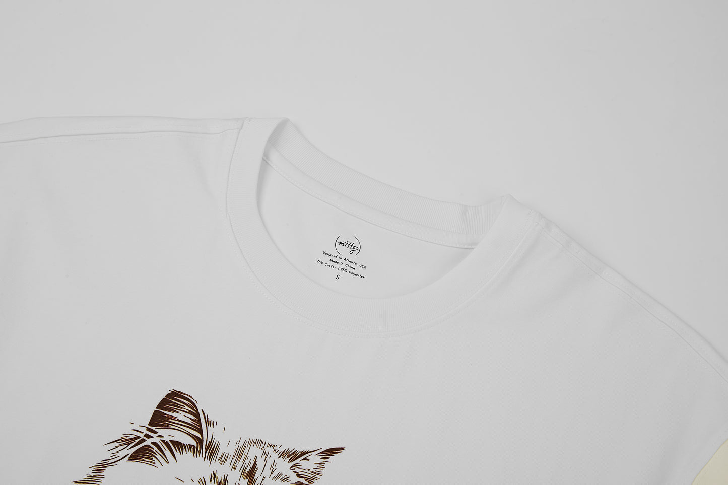 Mitty Women “Fluffy Cat” Graphic Tee Cozy meets character
